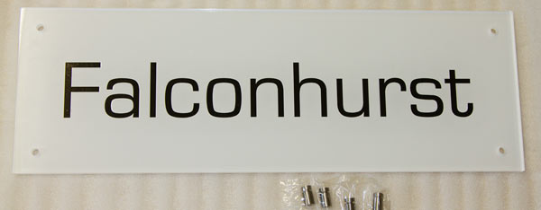 Name plate with white backing vinyl