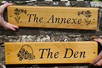 Wooden signs in durable chestnut.