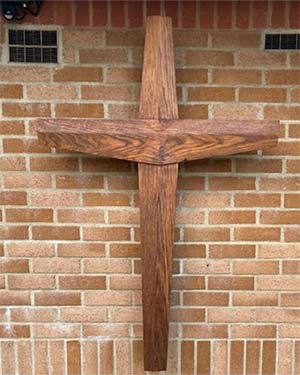 Wooden cross after refurbishment.