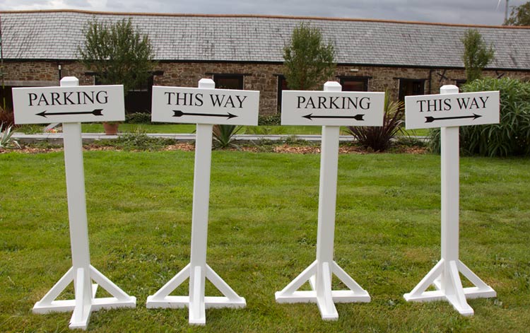 Free standing painted wooden signs