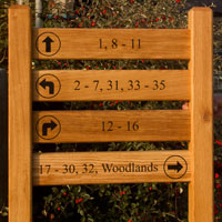 Iroko wood ladder sign which has been oiled with Devon Oil